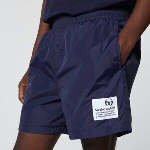 Sergio Tacchini Varenna Shorts Mens M Maritime Blue Navy Nylon Mesh Lined New